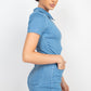 Belted Zip-up Denim Romper