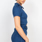 Belted Zip-up Denim Romper