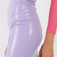 Lavender Faux Leather High Waist Mini Skirt