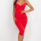 Cross Wrap Ruched Midi Dress