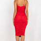 Cross Wrap Ruched Midi Dress