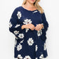 Floral, Bubble Sleeve Tunic Top