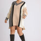 Oversized Multicolor Bouclé V-neck Pullover Sweater Dress With Side Slit