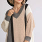 Oversized Multicolor Bouclé V-neck Pullover Sweater Dress With Side Slit