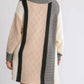 Oversized Multicolor Bouclé V-neck Pullover Sweater Dress With Side Slit