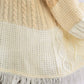 Patchwork Knitted Open Front Cardigan Sweater With Frayed Hem