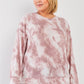 Plus Mauve Tie-dye Ruched Back Detail Long Sleeve Sweatshirt Top