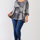 Plus Grey Multicolor Tie-dye Midi Sleeve Relaxed Flare Top