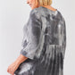 Plus Grey Multicolor Tie-dye Midi Sleeve Relaxed Flare Top