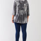 Plus Grey Multicolor Tie-dye Midi Sleeve Relaxed Flare Top