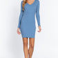 Long Slv V-neck Mini Rib Dress
