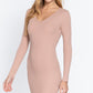 Long Slv V-neck Mini Rib Dress