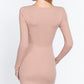 Long Slv V-neck Mini Rib Dress