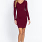Long Slv V-neck Mini Rib Dress