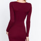 Long Slv V-neck Mini Rib Dress