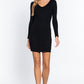 Long Slv V-neck Mini Rib Dress