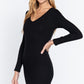 Long Slv V-neck Mini Rib Dress