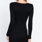 Long Slv V-neck Mini Rib Dress