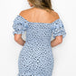 Smocking Ruffled Printed Top & Skirts Set