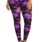 Plus Size Super Soft Peach Skin Fabric, Galaxy Graphic Printed Knit Legging With Elastic Waist Detail. High Waist Fit