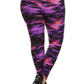 Plus Size Super Soft Peach Skin Fabric, Galaxy Graphic Printed Knit Legging With Elastic Waist Detail. High Waist Fit