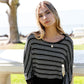 Black Striped Glitter Weave Crochet Trim Detail Long Sleeve Sweater Top