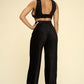 Crushed Velvet Plunging Neck Tank Top And High Waist Palazzo Pants Set
