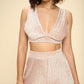 Crushed Velvet Plunging Neck Tank Top And High Waist Palazzo Pants Set