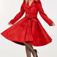 Button Tacking Collar A Line Suede Coat