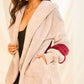 Color Block Long Sleeve Wool Hoodie Jacket With Pocket