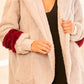 Color Block Long Sleeve Wool Hoodie Jacket With Pocket