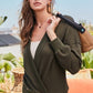 Overwrap Front Button Detail Long Sleeve Knit Top