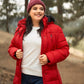 Plus Faux Fur Harness Buckle Belt Detail Long Fitted Puffer Jacket