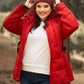 Plus Faux Fur Harness Buckle Belt Detail Long Fitted Puffer Jacket