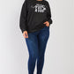 Plus Black Light Weave Graphic Print Detail Long Sleeve Top