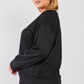 Plus Black Light Weave Graphic Print Detail Long Sleeve Top