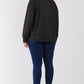 Plus Black Light Weave Graphic Print Detail Long Sleeve Top