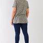 Plus Sage Washed Effect Leopard Print Short Sleeve Round Neck Raw Hem & Exposed Stitching Trim Relaxed Top