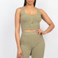 Buttons Scoop Neck Crop Top & Biker Shorts Set