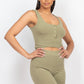 Buttons Scoop Neck Crop Top & Biker Shorts Set