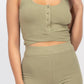 Buttons Scoop Neck Crop Top & Biker Shorts Set
