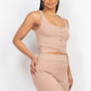 Buttons Scoop Neck Crop Top & Biker Shorts Set