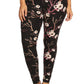 Plus Size Floral Print, Full Length Leggings In A Slim Fitting Style With A Banded High Waist