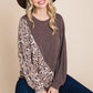 Cute Animal French Terry Brush Contrast Print Pullover With Cuff Detail