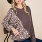 Cute Animal French Terry Brush Contrast Print Pullover With Cuff Detail