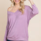 Solid Rib Modal Casual 3/4 Sleeves Dolman Sleeves Top