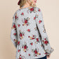 Floral Hacci Printed Babydoll Top With Elastic Cuff Sleeves