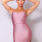 Spaghetti Strap Pleated Bust Front Slit Maxi Dress