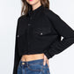 Long Slv Snap Button Crop Jacket