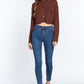 Long Slv Snap Button Crop Jacket
